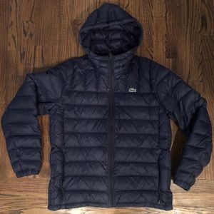Lacoste navy hooded puffer